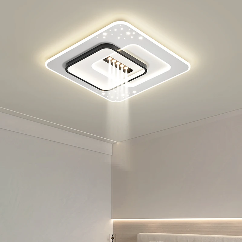 现代简约大气LED卧室灯饰灯具卧室吸顶灯防蚊虫灯具带射灯的灯具