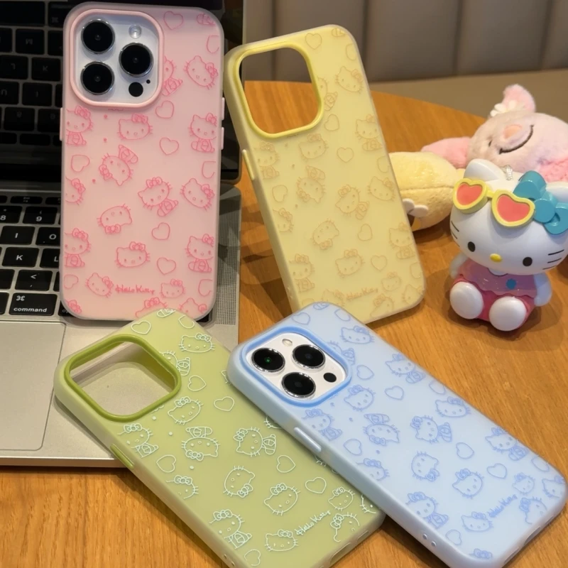 Lucky多色线条爱心kt猫适用iPhone16肤感果冻15手机壳14苹果12套