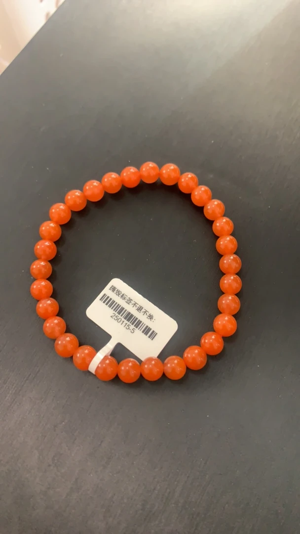 保山南红冰红单圈手串6mm+