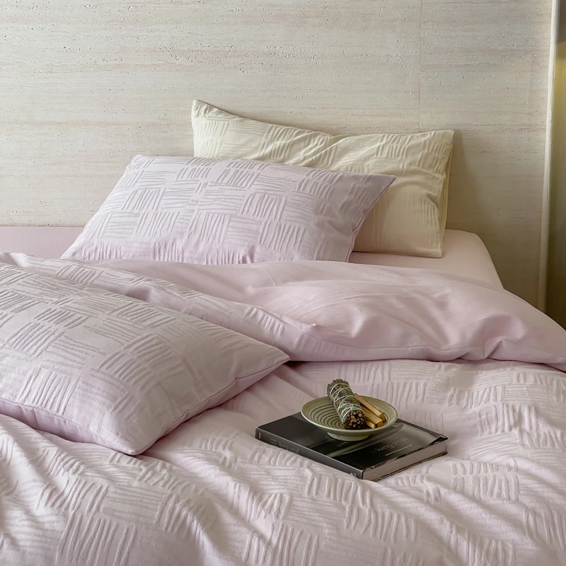 【云玺】新款全棉色织提花B面超柔人字纹纯棉加厚四件套床上用品