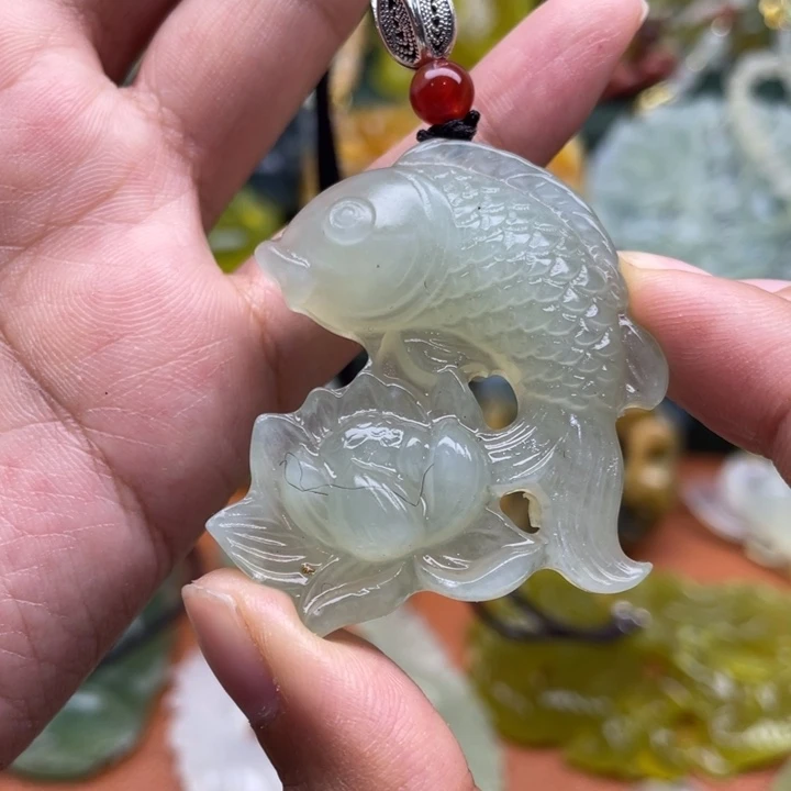 未镶嵌岫玉吊坠毛衣链锁骨链