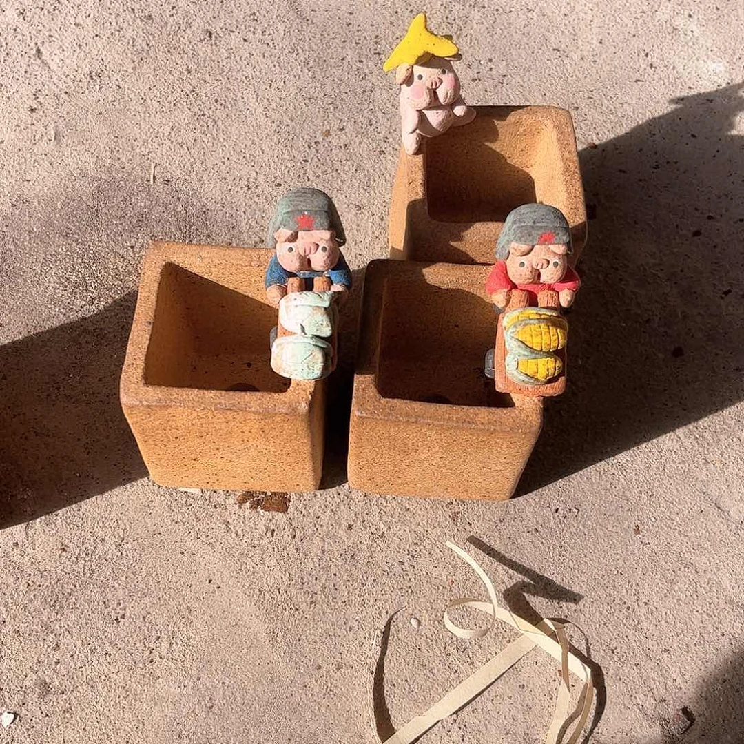 泥塑怪*古镇炻陶花盆