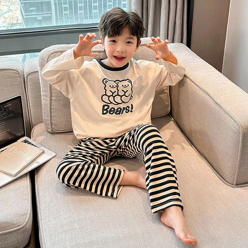 睡衣男童春秋季款长袖长裤秋款青少年宽松版可外穿儿童家居服套装