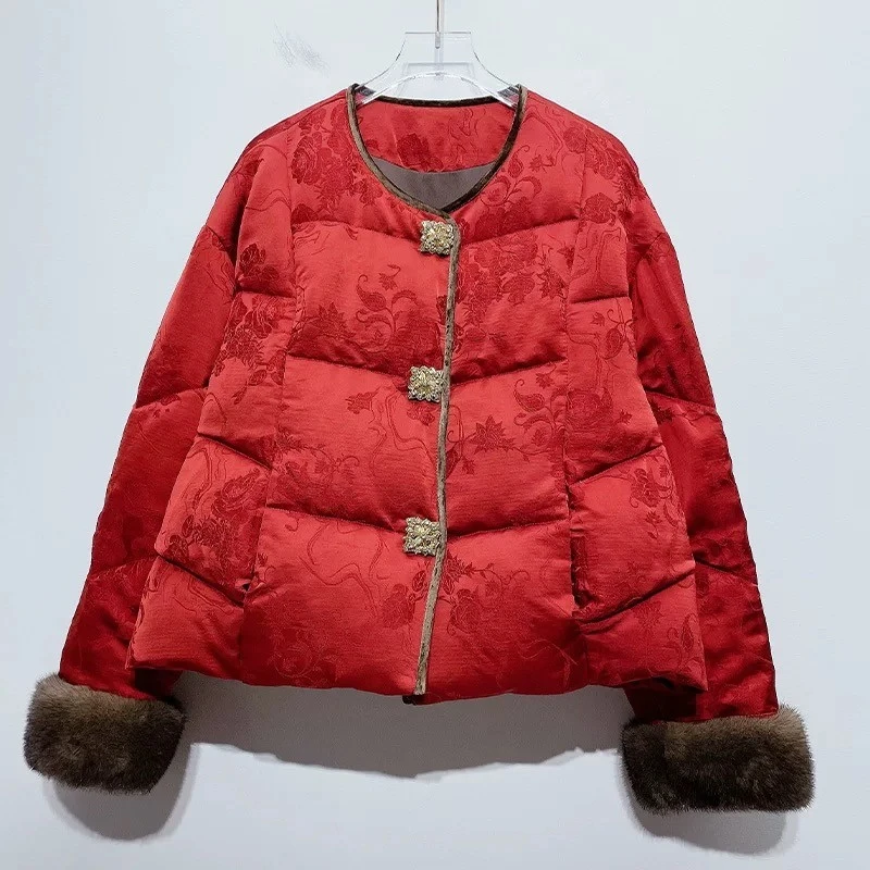 新中式国风盘扣棉服外套女秋冬季2024新款小个子妈妈装高级感上衣