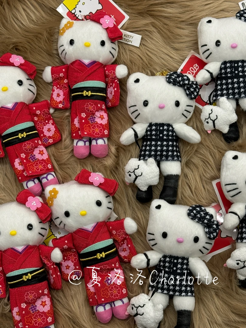 千鸟格长腿kitty挂件东京展会溜小狗包挂饰
