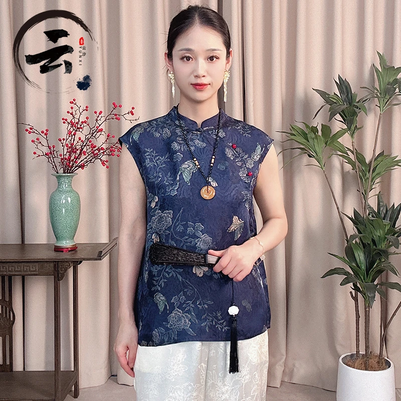 云汐5517夏装新款百搭显瘦立领无袖透气小衫