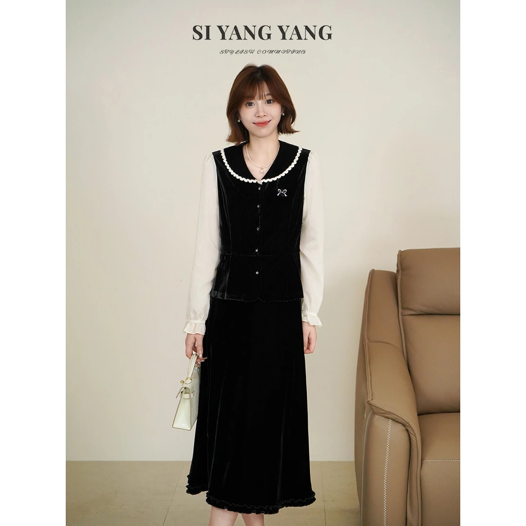 斯洋洋SIYANG感软糯亲肤弹力轻盈透气假俩件丝绒上衣SY509A012SYY