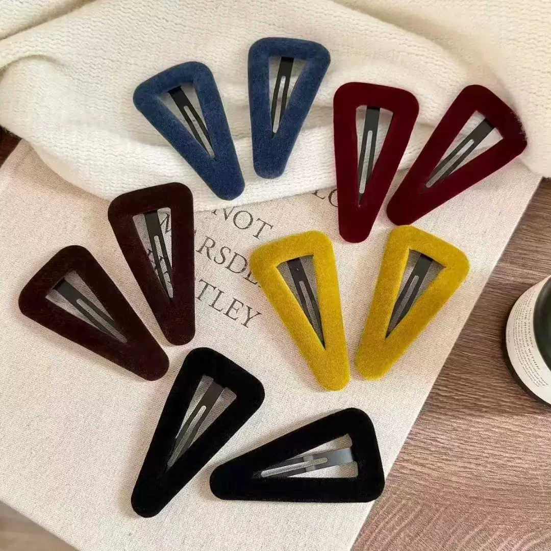 LAPHE  韩国博主彩色丝绒发夹秋冬时尚复古百搭侧边夹刘海夹