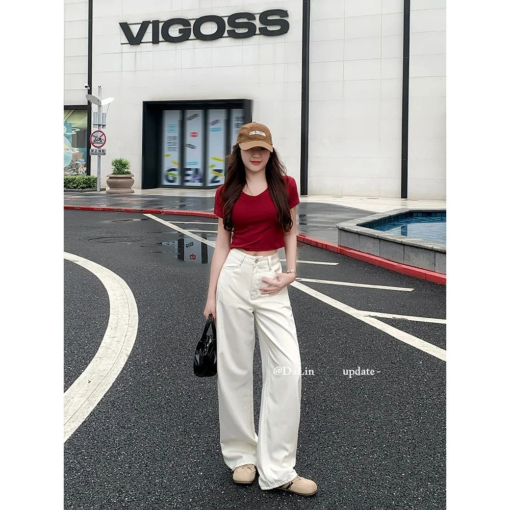 夏季薄款牛仔裤女窄版弯刀裤宽松显腿长