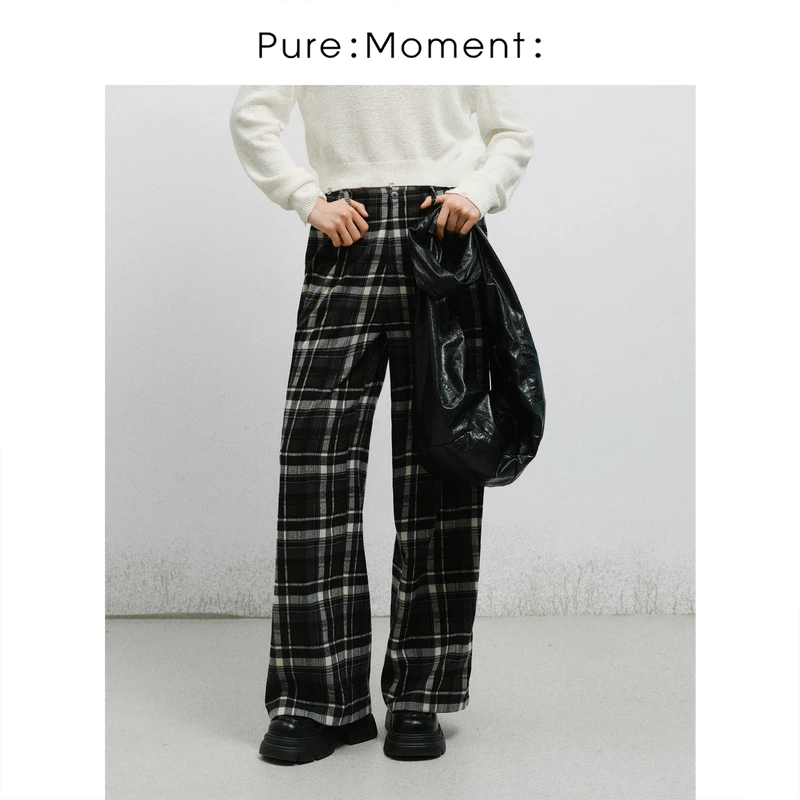小麦檬Pure:Moment:25秋新款百搭格子时尚休闲裤4G2251621