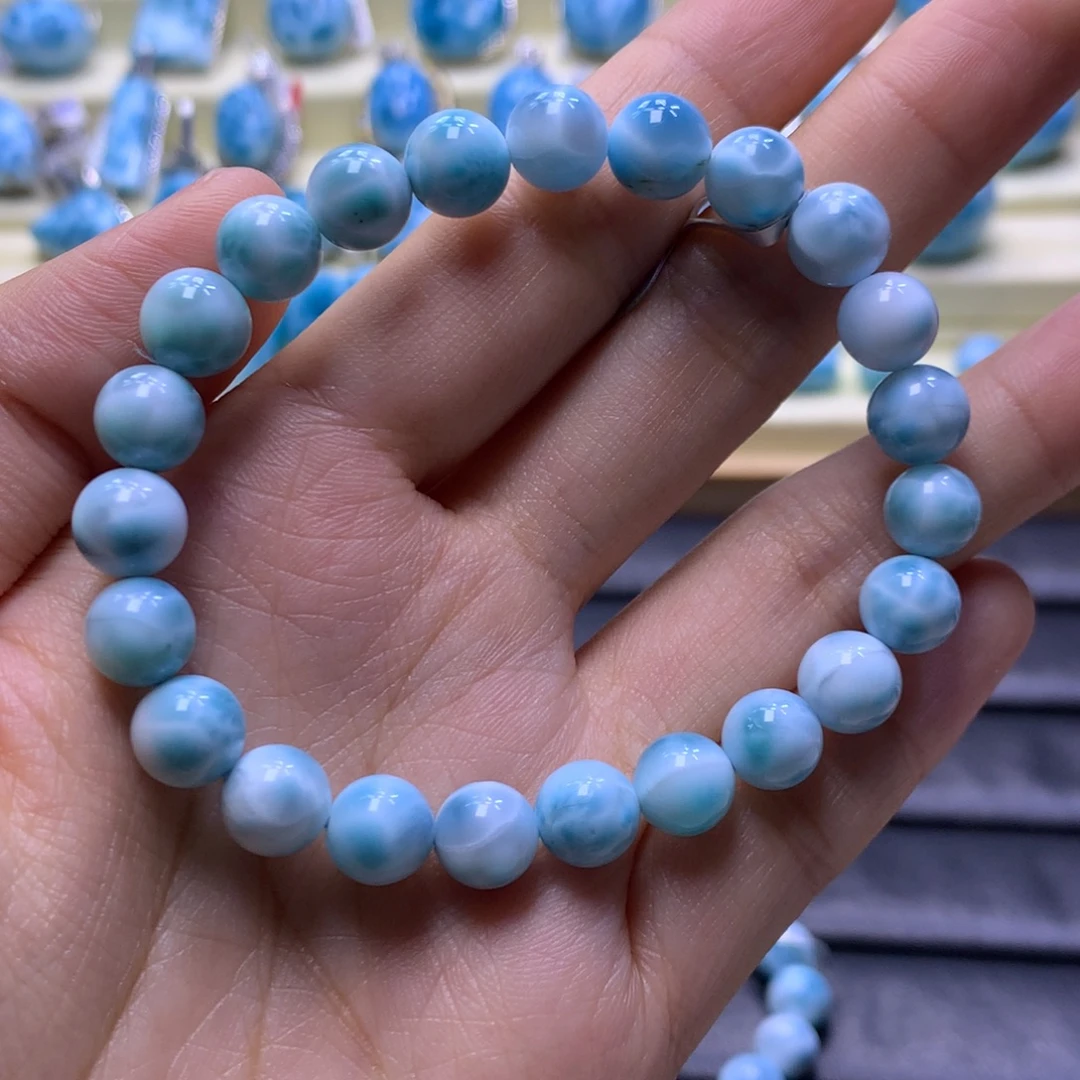 针钠钙石（海纹石）未镶嵌手串8+手串色差略异
