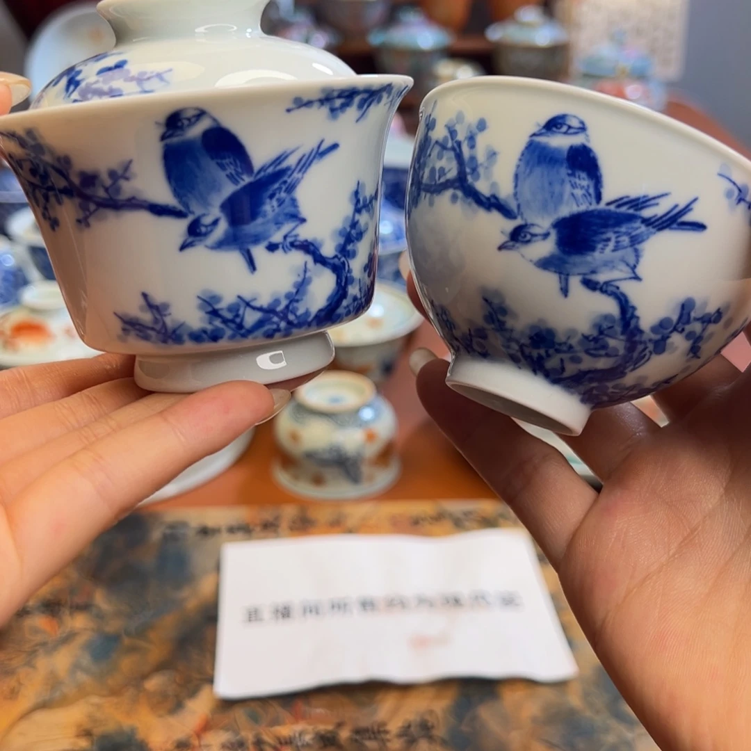 知冬煮雪手工手绘-竹林草堂茶具两件套