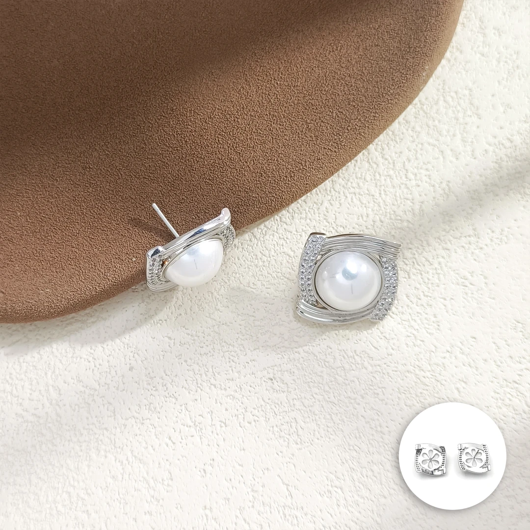 铜合金合成锆石耳饰 AHLM-006889【清辉缠缕】耳饰简约小众简约