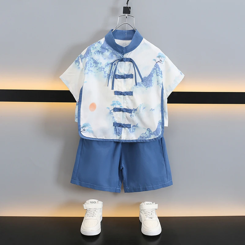 汉服男童夏装套装帅气儿童国风唐装宝宝夏季新中式小少爷短袖衣服