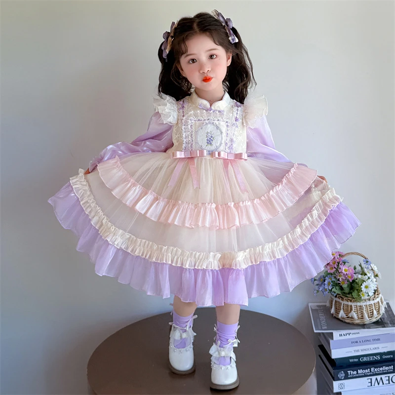 女童新中式洛丽塔公主裙儿童春秋礼服宝宝生日连衣裙秋季女孩裙子