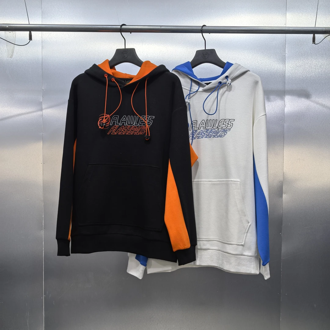 E01-21537-FBF春秋季拼色设计时尚潮流连帽卫衣