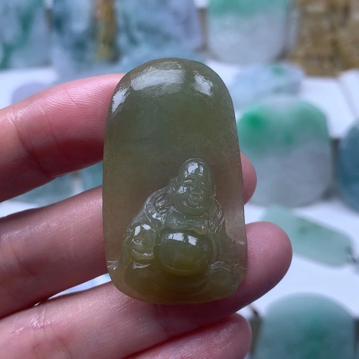 定制翡翠未镶嵌挂件逍遥自在佛挂件