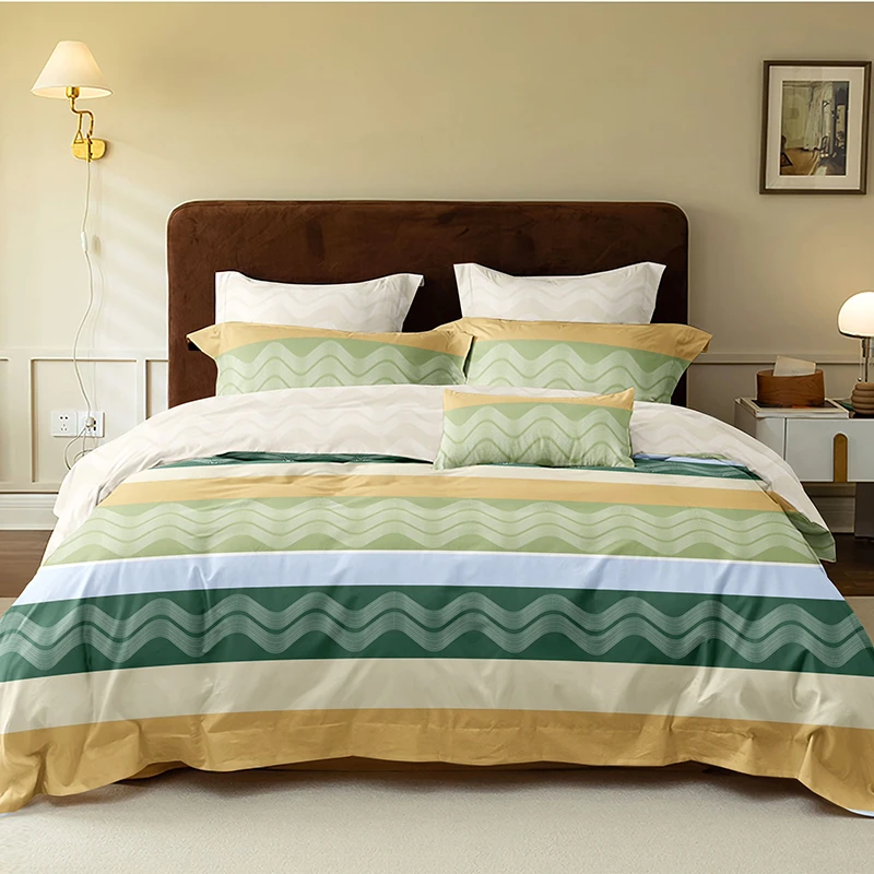 新款斜纹亲肤四件套简约款柔软舒适床单被套床上用品套件