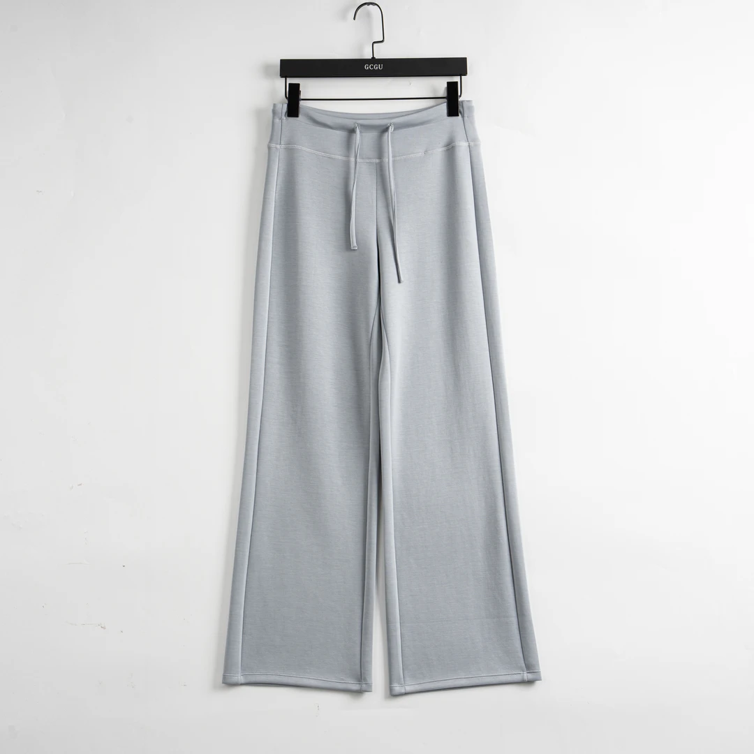 灰紫色高腰阔腿裤-20947