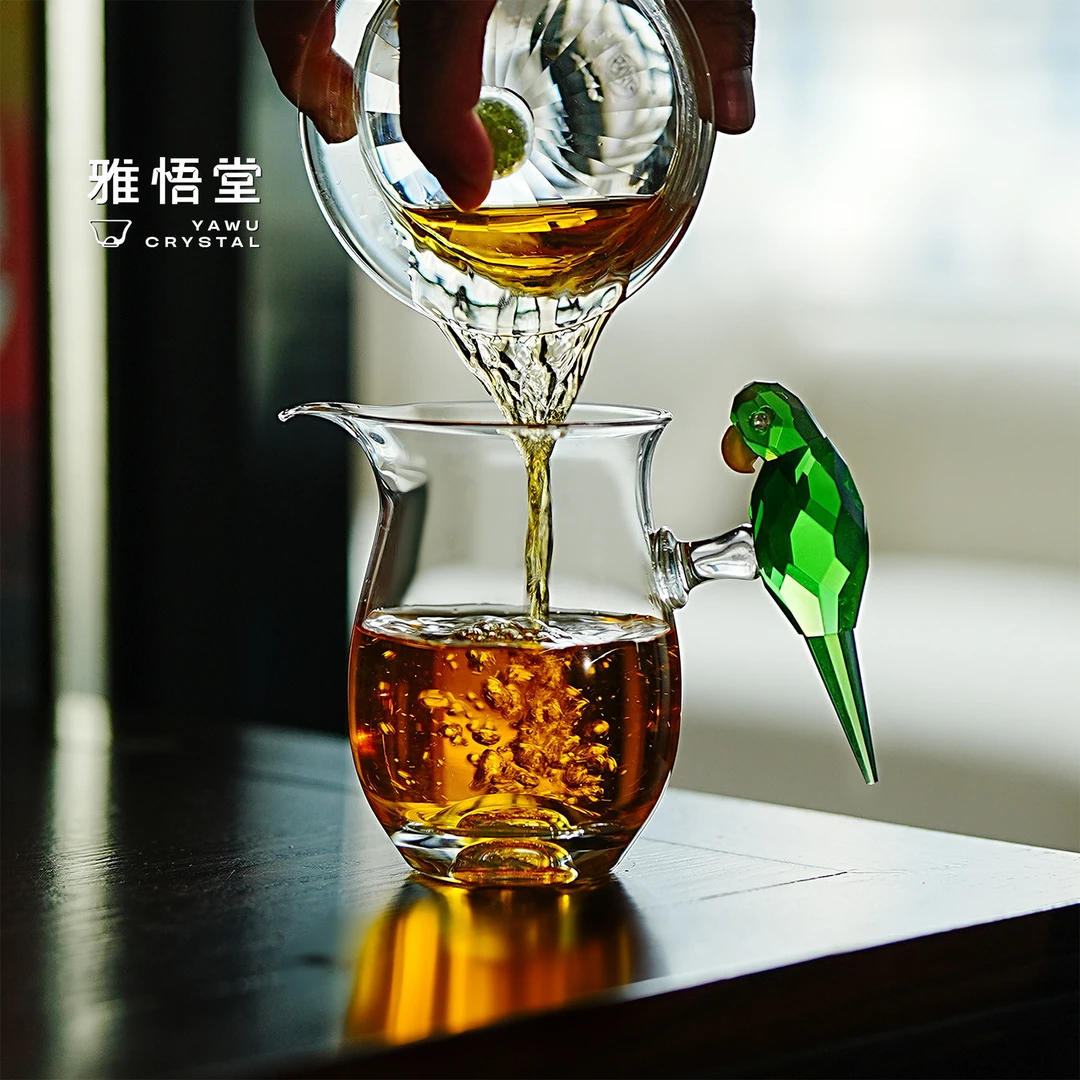 雅悟堂K9水紫晶鹦鹉公杯家用喝茶专用分茶器鹰设计公道杯