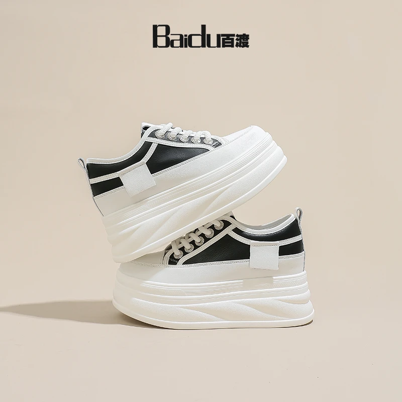 【增高小白鞋】Baidu百渡25新春夏秋时尚拼色松糕底舒适女士休闲鞋