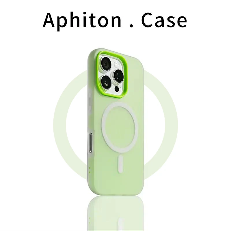 奥菲顿绿色肤感果冻磁吸适用苹果16promax/13手机壳华为P70小米15