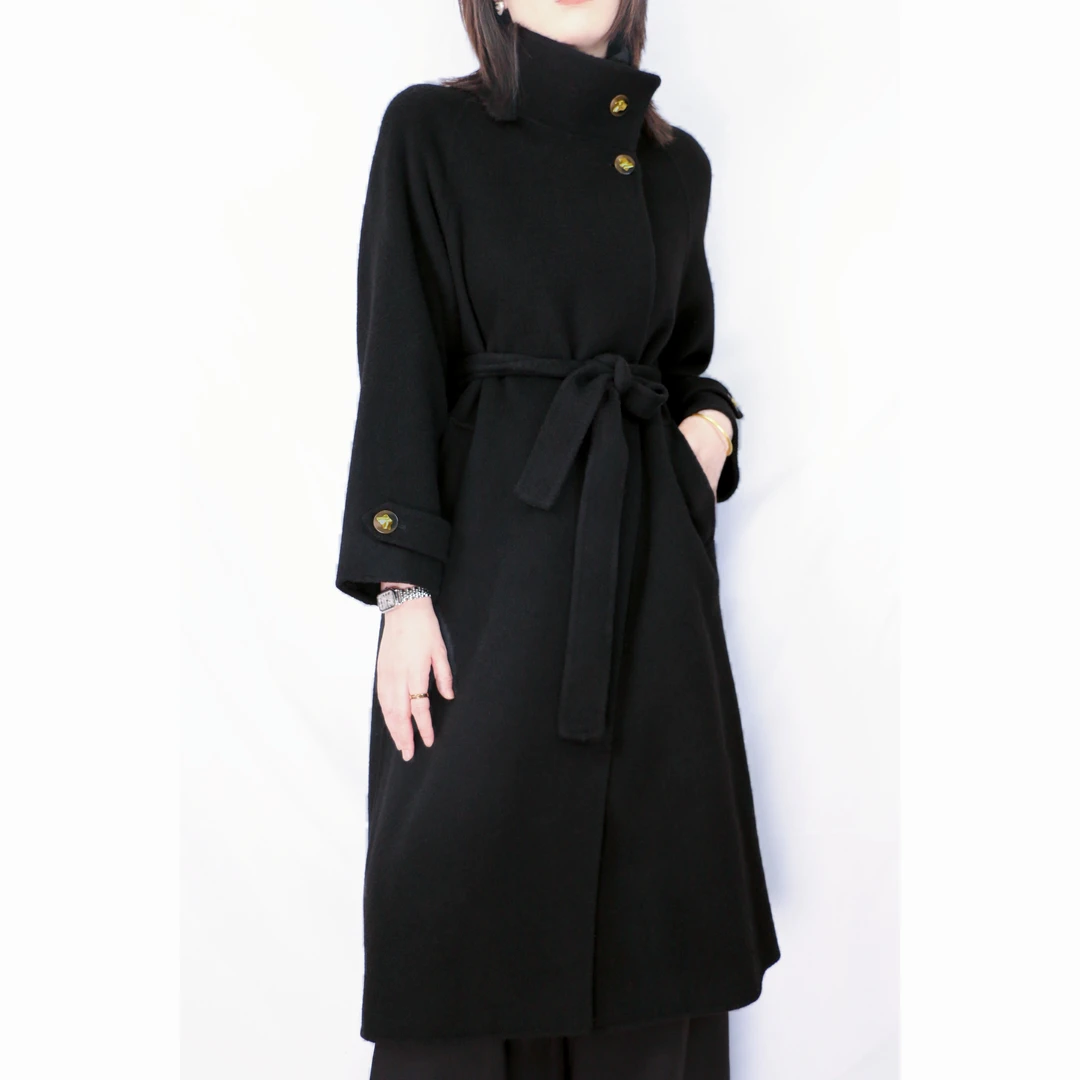 畅形CHECKLESS修身羊毛双面呢大衣高贵中长版纯色大衣外套女韩版