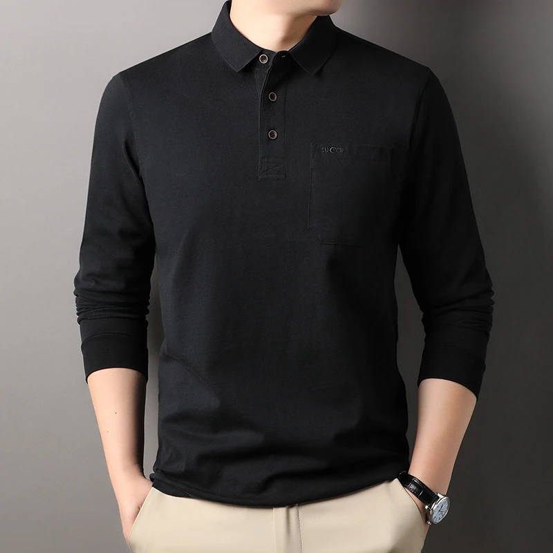 Louis Fordea路易弗狄男士休闲t恤高档免烫纯棉长男士抗皱polo衫