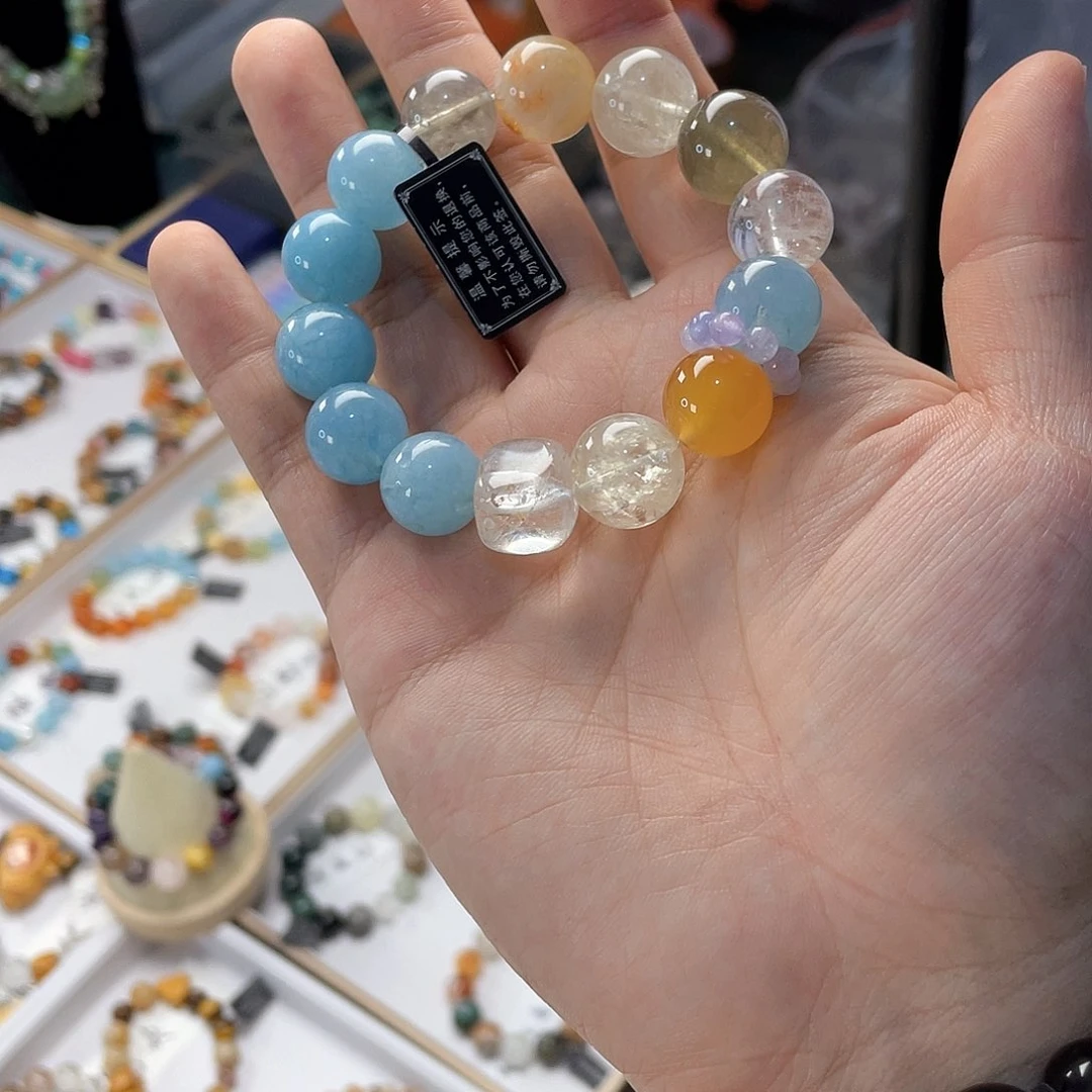 水晶手链银S925镀金镶嵌