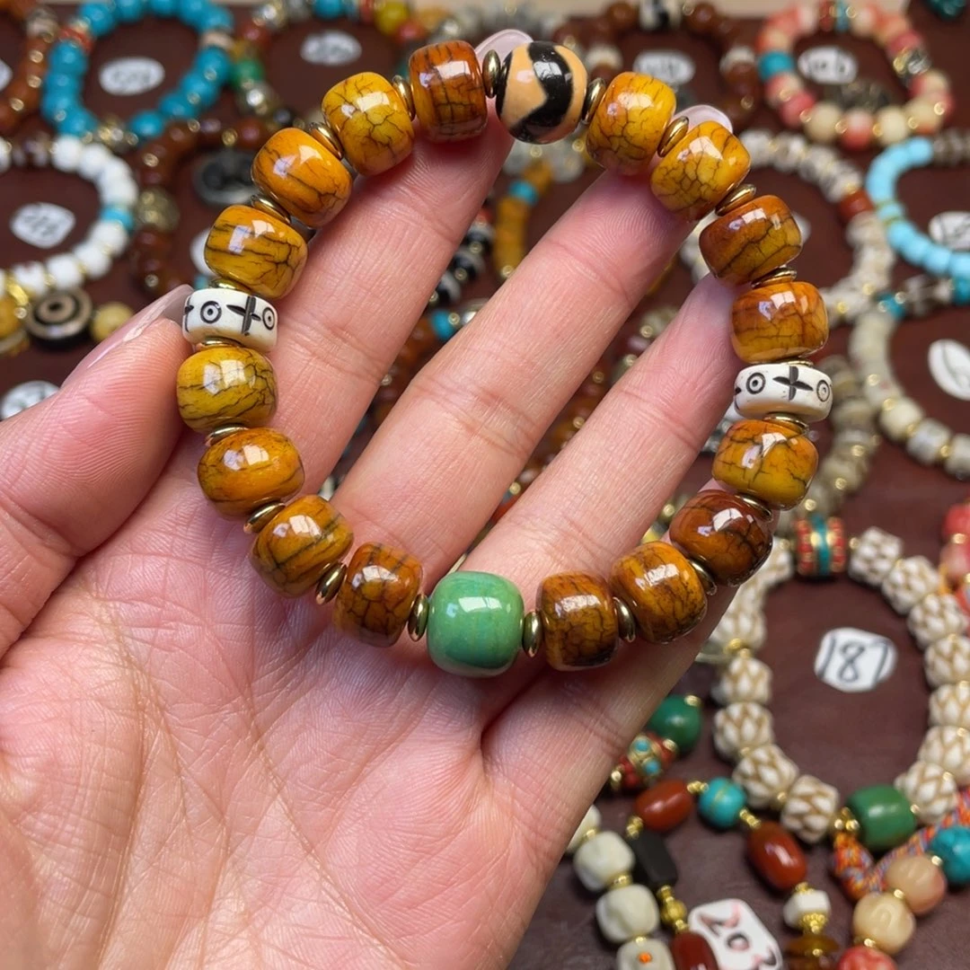 DIY玻璃藏传牛骨手串尺寸1.2