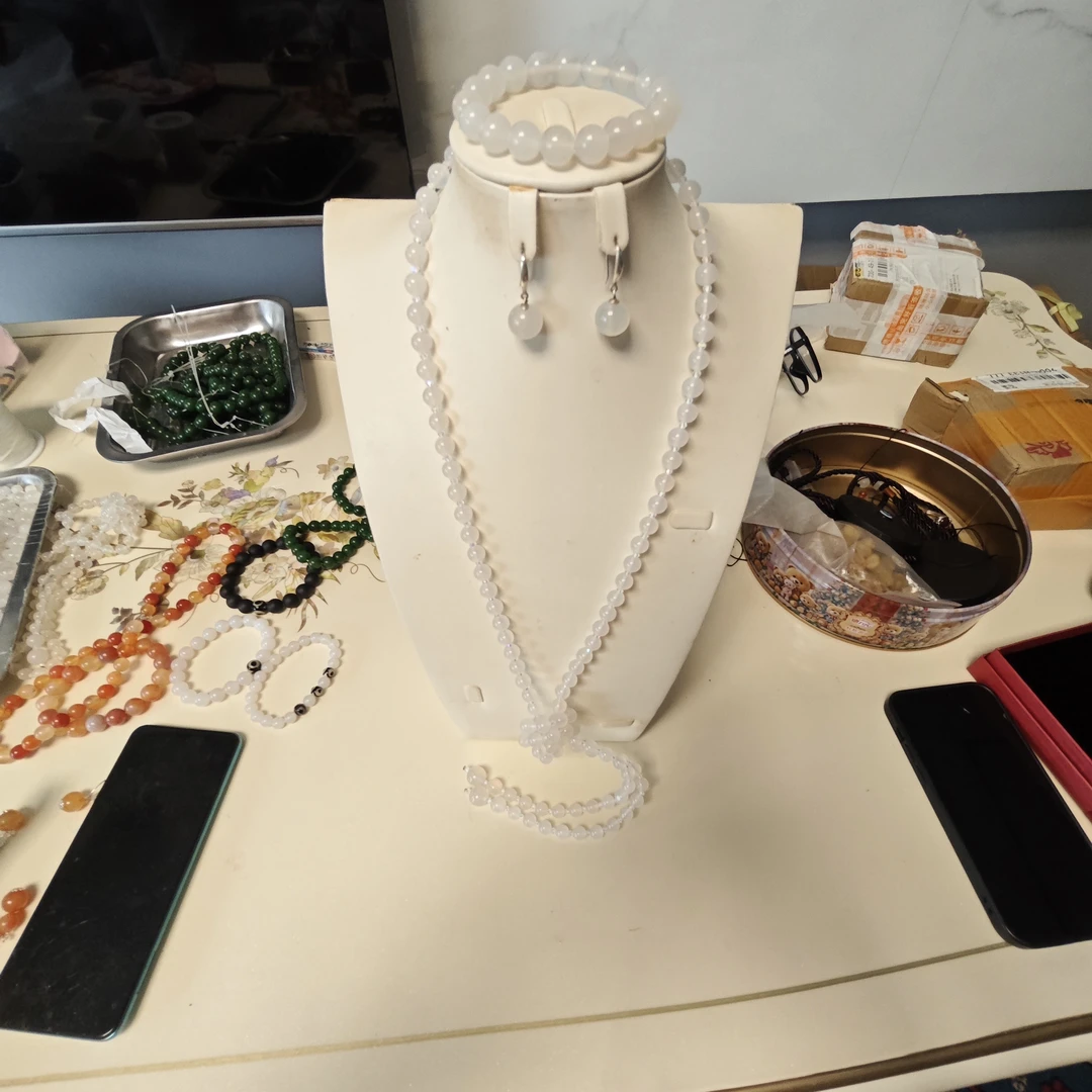 非金属仿水晶项链 非金属仿水晶毛衣链(单珠耳环款)