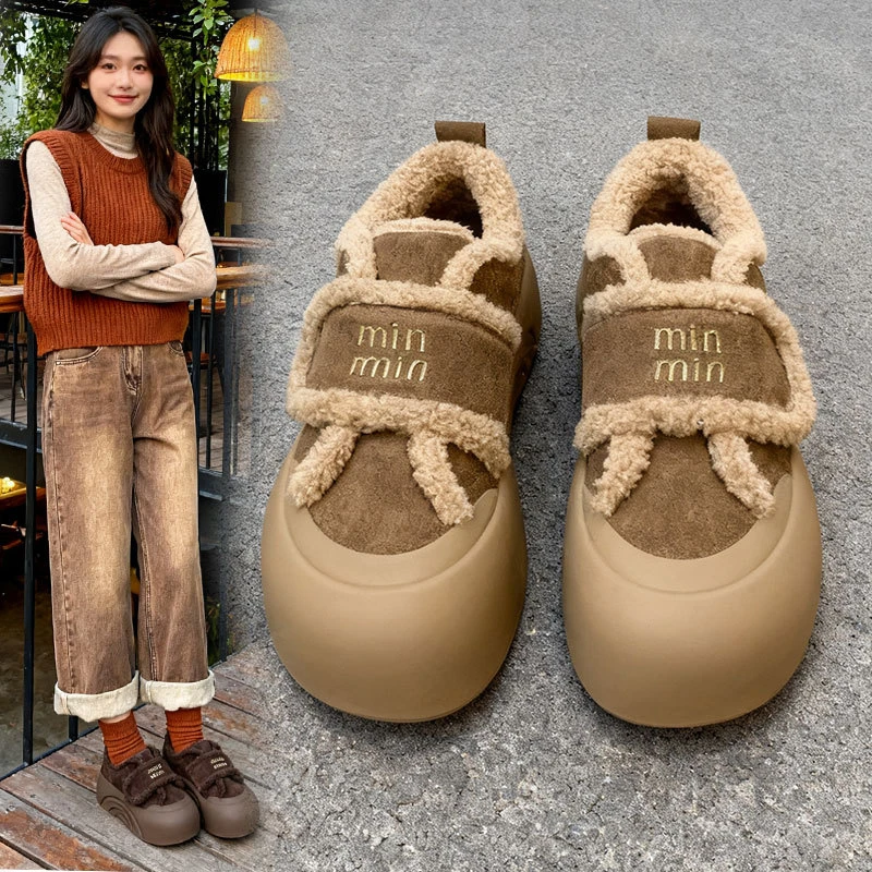 配阔腿裤大头鞋运动休闲女鞋2025秋冬流光风面包鞋加绒学生板鞋