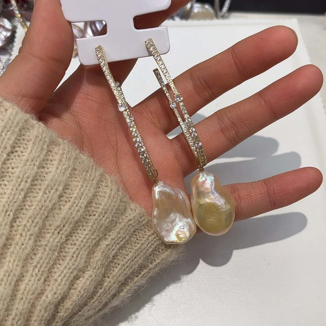 淡水珍珠耳饰合金