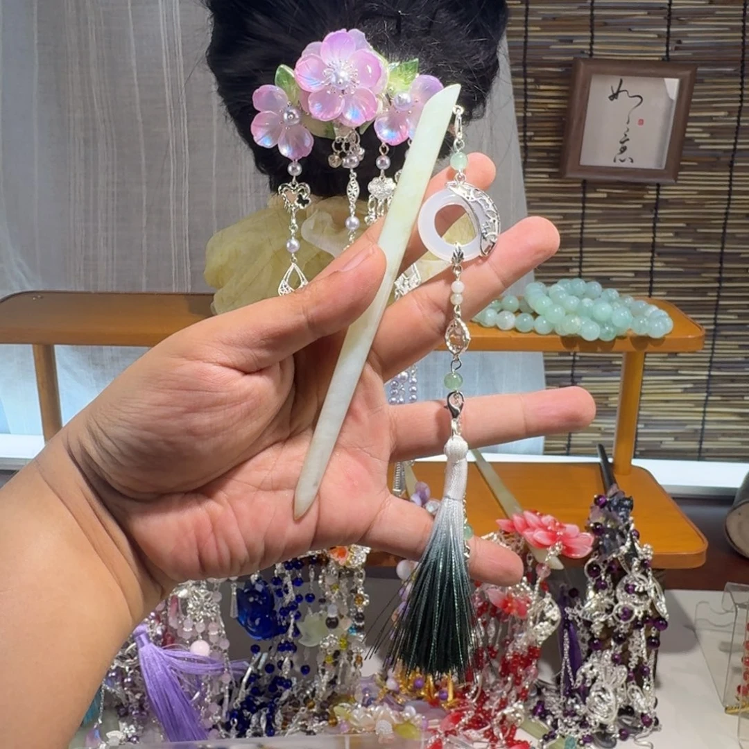 蛇纹石玉合金发饰