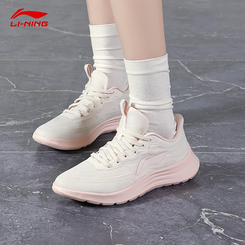 李宁轻羽跑步鞋女鞋2025夏季网面透气百搭休闲跑鞋低帮轻便运动鞋
