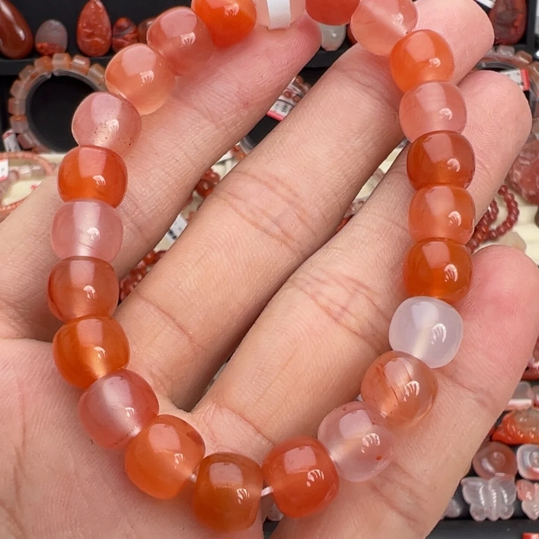 南红玛瑙未镶嵌颈饰糖果色老型单圈8mm+