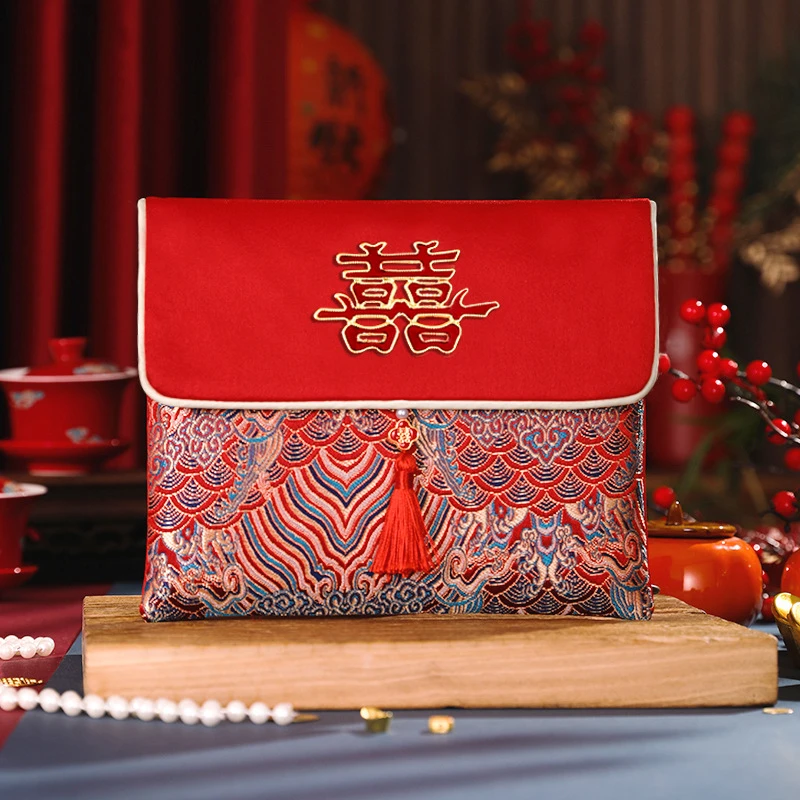红包结婚专用2025新款高档锦缎布艺婚礼喜字万元改口红包袋利是封