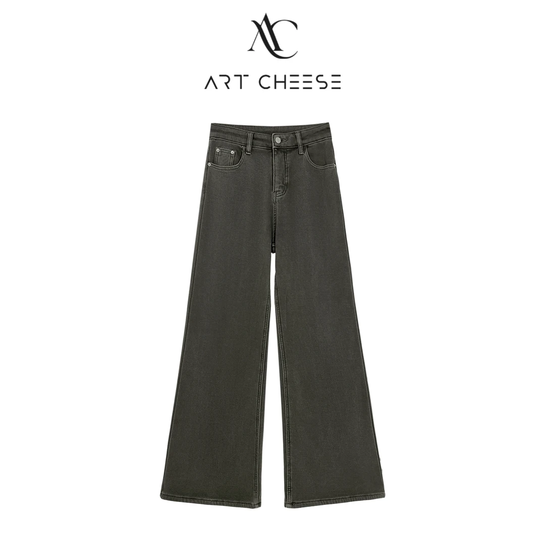 【芝士Cheese】时髦比例 加绒直筒微喇显瘦百搭小众设计水洗牛仔裤