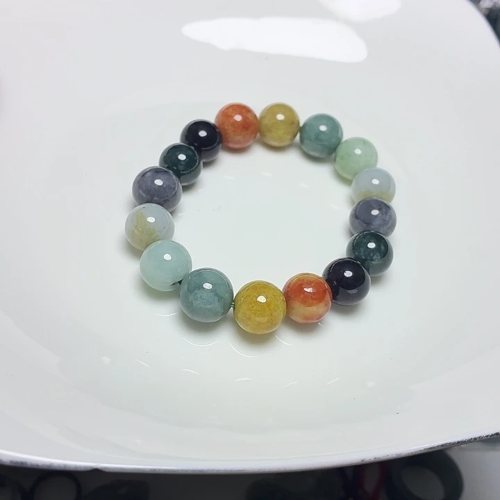 翡翠未镶嵌手链13mm多宝