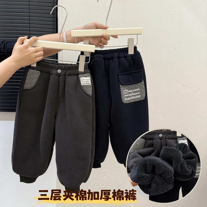 秋冬款女童潮款三层夹棉加厚保暖女宝宝棉裤儿童韩版外穿裤子童装