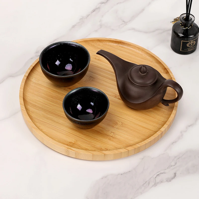 圆形全竹果盘收纳盒家用竹制供果干果盘茶盘