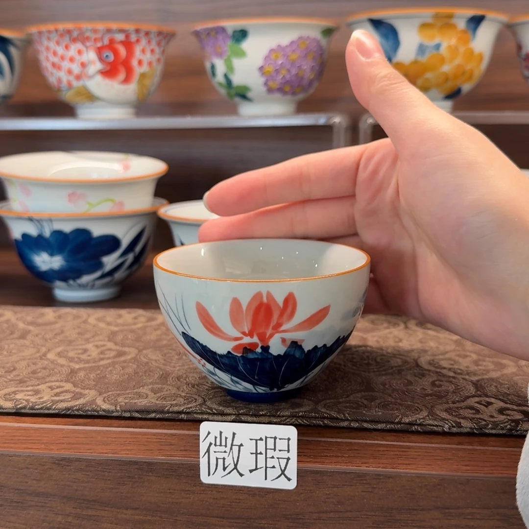 釉下手绘茶具微瑕