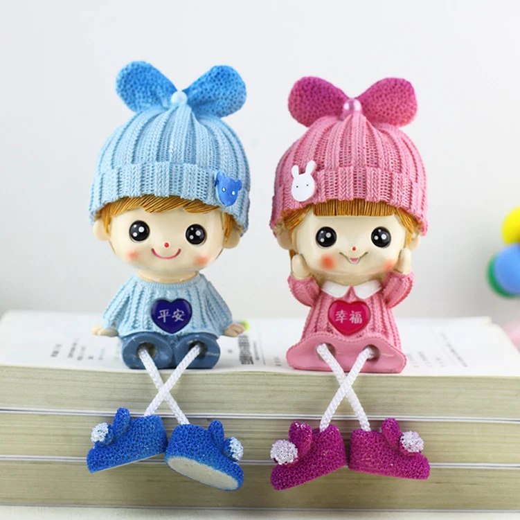 创意卡通精灵情侣吊脚娃娃玄关酒柜电视柜客厅卧室装饰品家居摆件