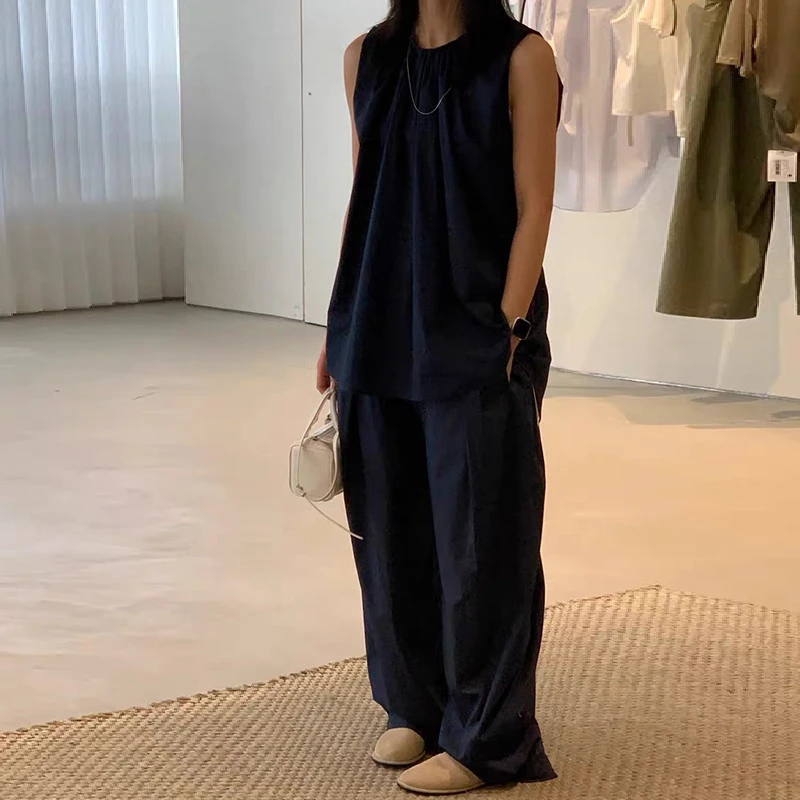 SOI 小众设计简约百搭后背抽褶镂空背心女经典宽松上衣3054