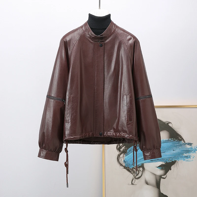 2025春季新款真皮绵羊皮短款时尚休闲百搭女士皮衣7002