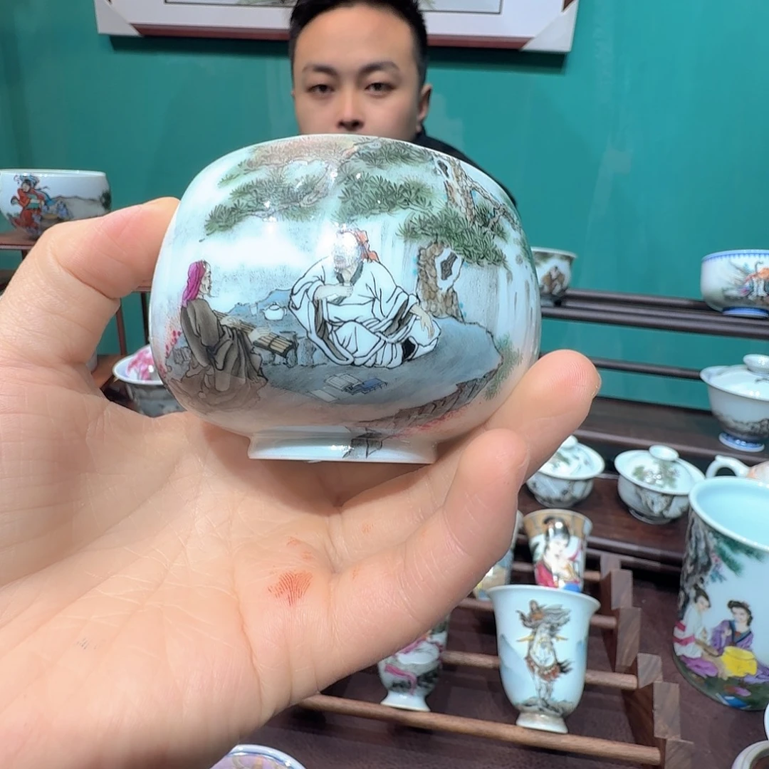 摆件瓷松间琴韵景德镇陶瓷