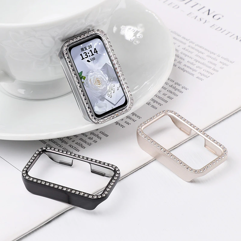 适用华为手环9手表保护壳华为8女士镶钻镂空壳半包华为擎云HA580