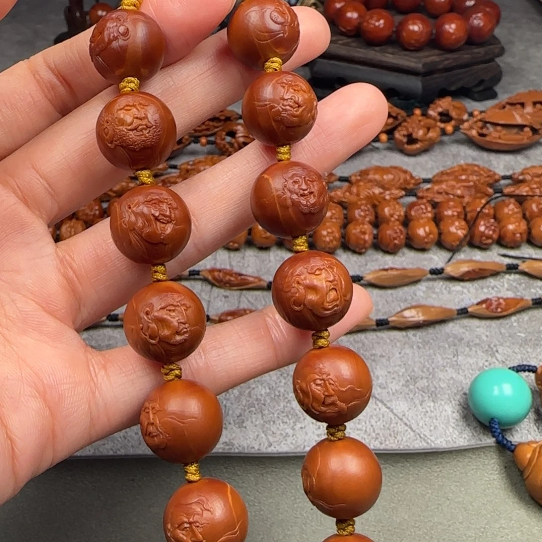 手串/手链橄榄核1.5尺寸正圆薄艺雕十八罗汉手持