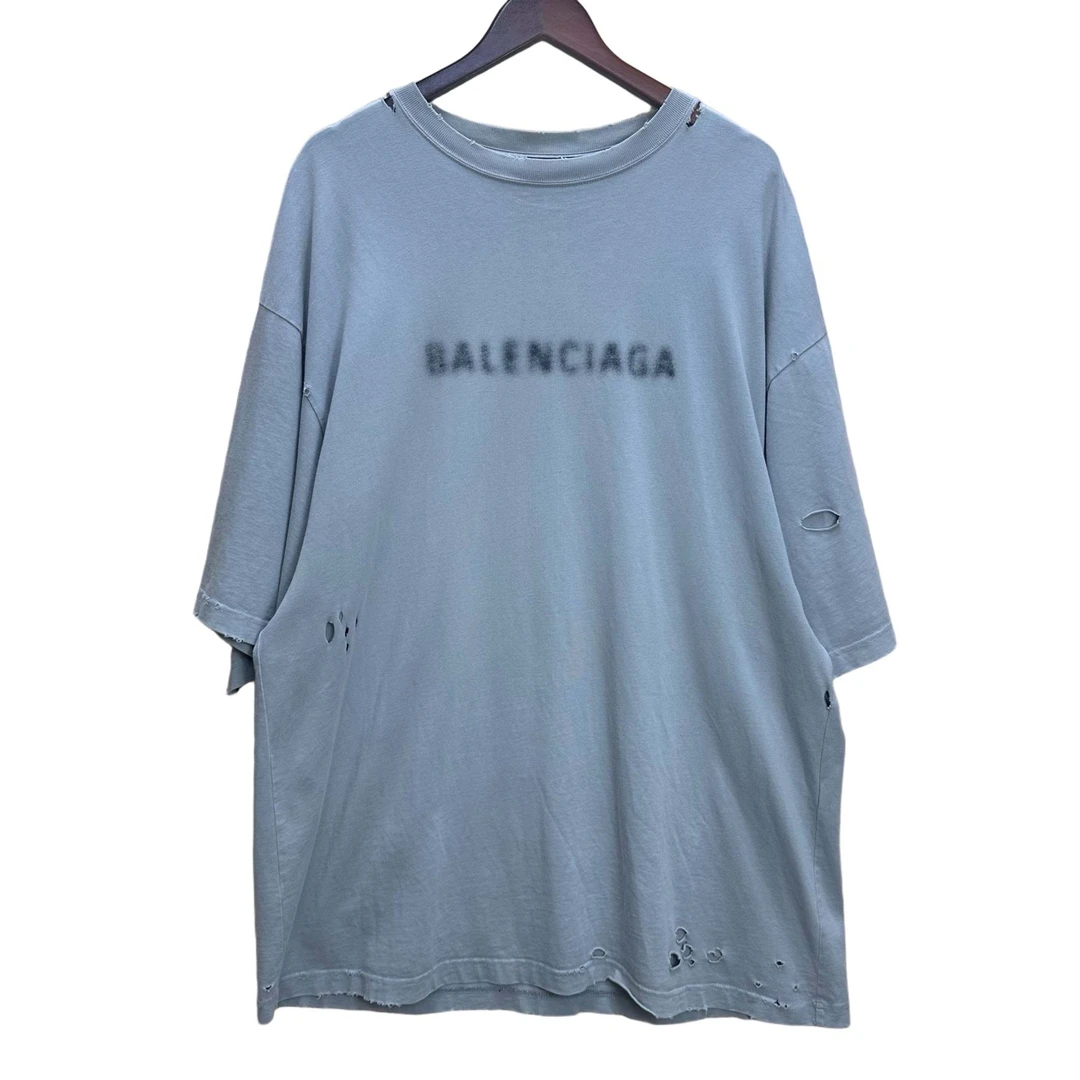 99新 Balenciaga/巴黎世家 巴黎世家破坏模糊字母印花短袖/99新/s