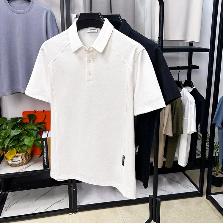 2025夏季新款男士潮流纯色短袖polo衫时尚休闲百搭宽松大码半袖衫